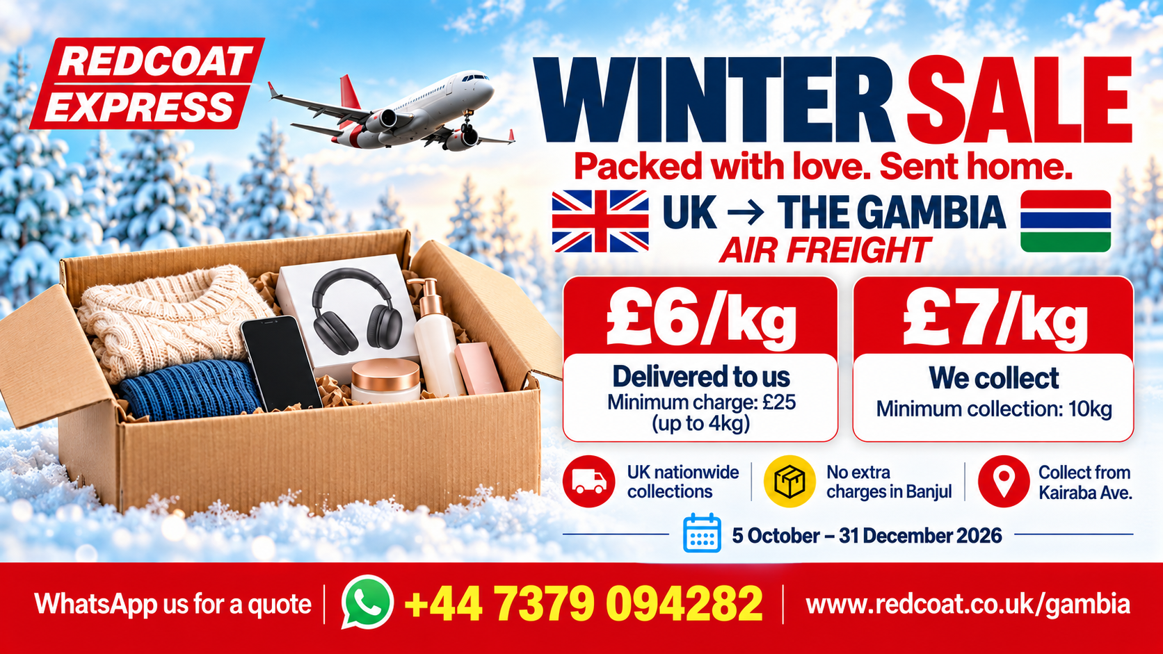 Redcoat Express special offer for shipping to The Gambia